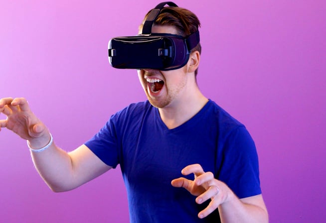 a guy wearing VR Headset